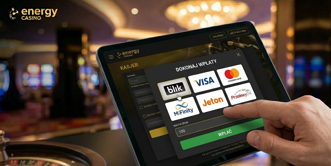 Energy Casino kasjer - wybor metod platnosci BLIK Visa Mastercard
