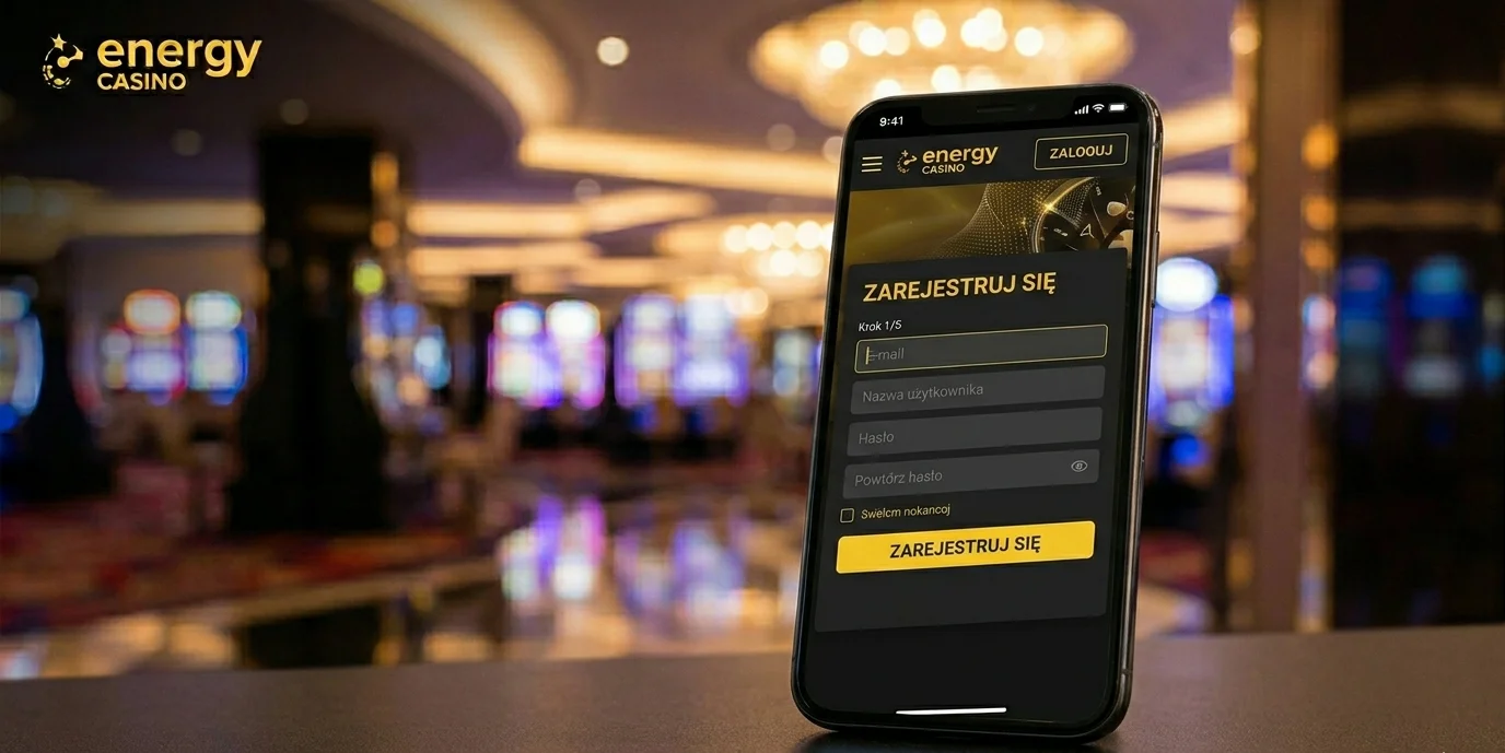 Energy Casino rejestracja pełnoekranowa z polami danych osobowych